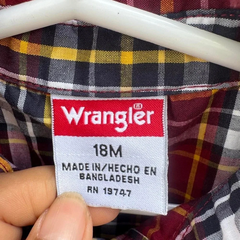 Wrangler plaid polo baby onesie